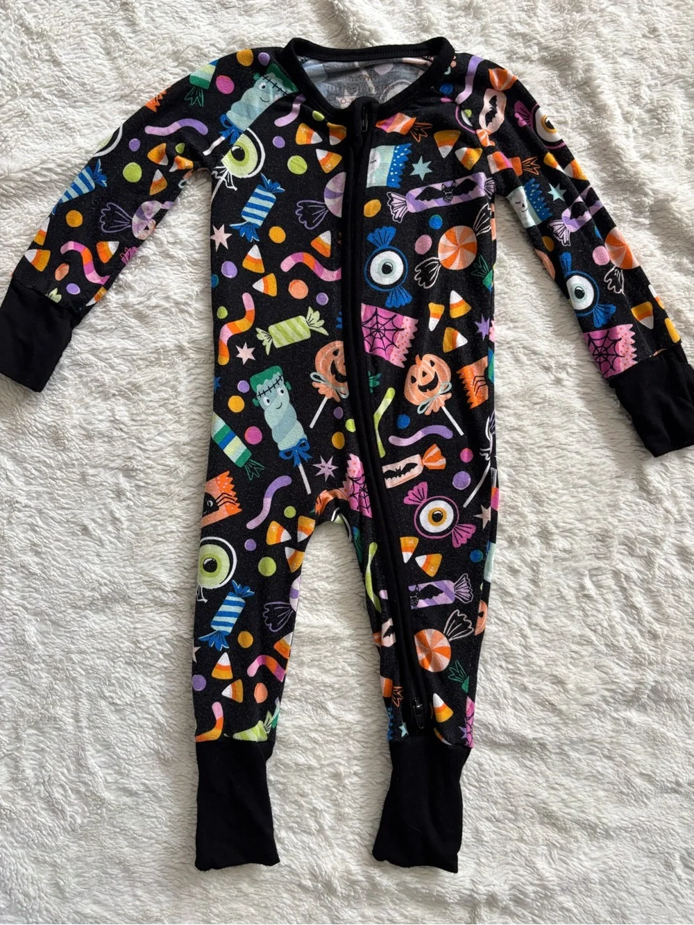 Little Sleepies Black Halloween Candy & Monsters One-Piece Footie